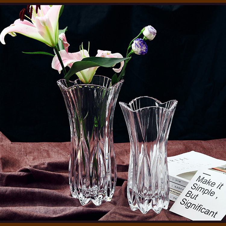 水晶玻璃花瓶摆件透明水培富贵竹百合欧式客厅插花玫瑰花瓶大号
