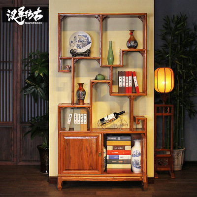 Shelf solid wood New Chinese style Treasure House Tea Display cabinet Tea shelf tea set Shelf Elm a living room partition