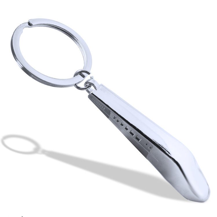Factory Direct sales Harmony high-speed rail locomotive motor car metal keychain small pendant laser LOGO small gift