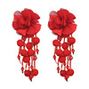 Fashionable ethnic retro earrings, accessories, flowered, European style