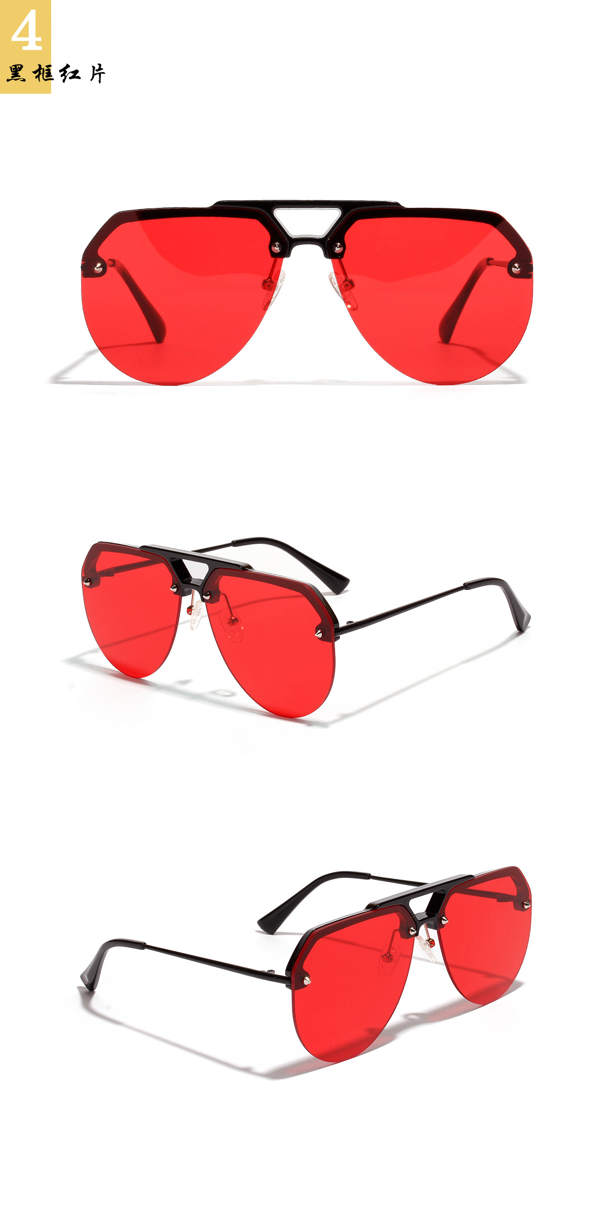 Korean Big Frame Trend Half Frame Sunglasses Hip Hop Trend Sunglasses Wholesale display picture 9