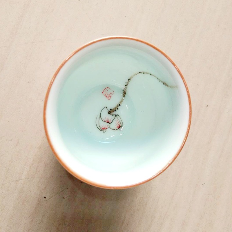 陶瓷手绘荷花鱼杯茶杯主人杯品茗杯家用影青爆款批发定制通用茶具|ms