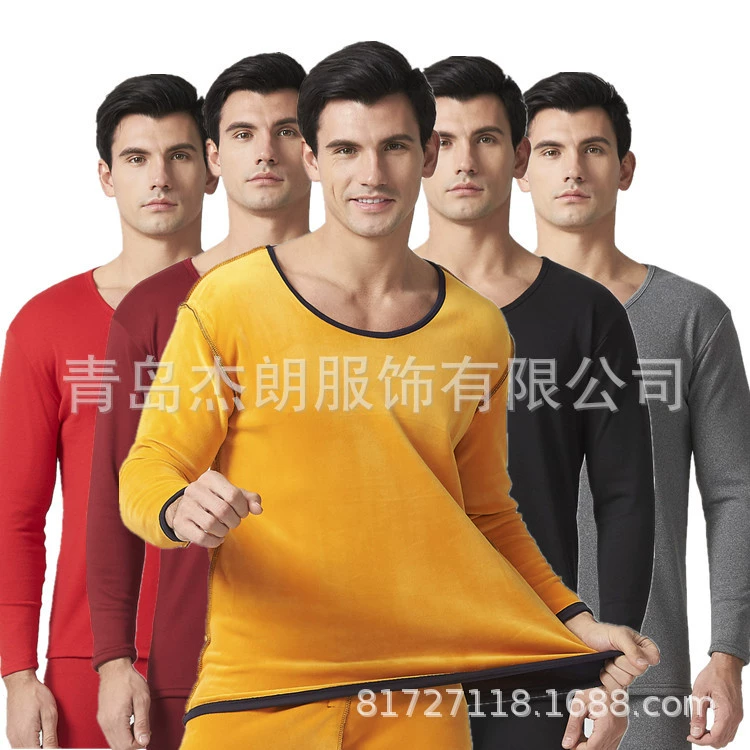 Термобелье, мужское утолщенное мужское цельное белье на флисовой подкладке, большие размеры, Молодежная очень большая золотая броня, зима, осень, Топ