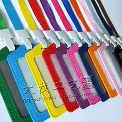 1.5-inch wide metal keychain with polyester lanyard, PU leather ID card holder, cute document holder, one-sided name badge