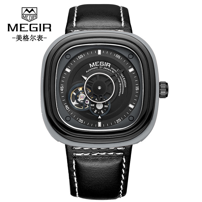 【美格尔时尚潮流个性方形全自动机械男士手表】型号：3012G。