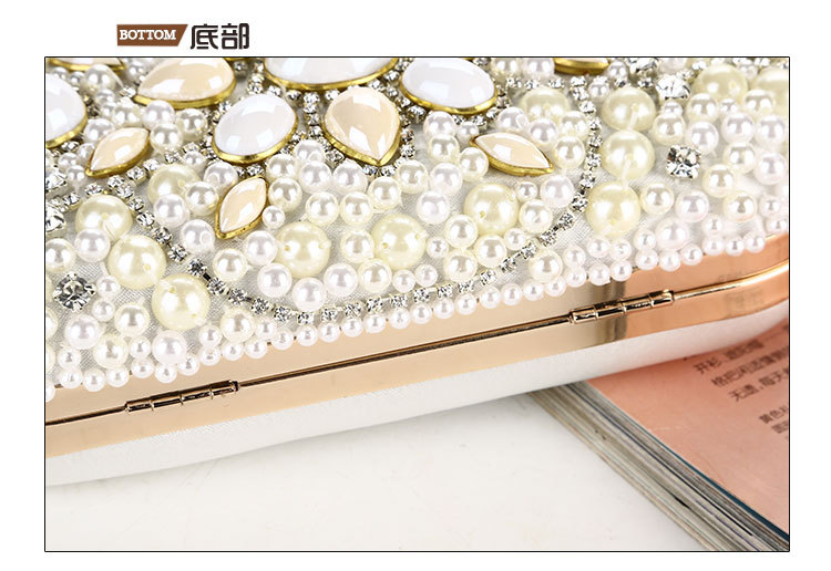 Pearl Dinner Bag Fashion Trendy New Evening Bag Handmade Bead Embroidery Clutch display picture 6