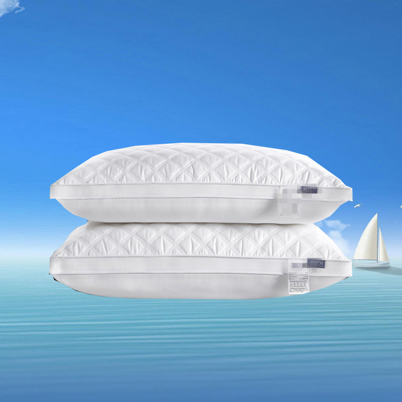厂家直销全棉绗缝五星级酒店枕芯定制 护颈枕特价羽丝绒枕头批发