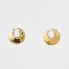 celi鍍金耳釘 ANTIQUE大號金色飾面黃銅扁平圈式幾何耳圈耳環女