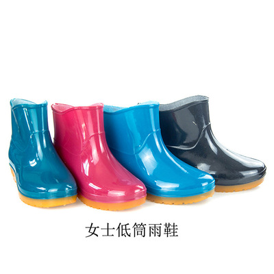 女式低幫短筒水鞋雨鞋防滑防水勞保膠鞋廚房養殖魚塘PVC水靴批發