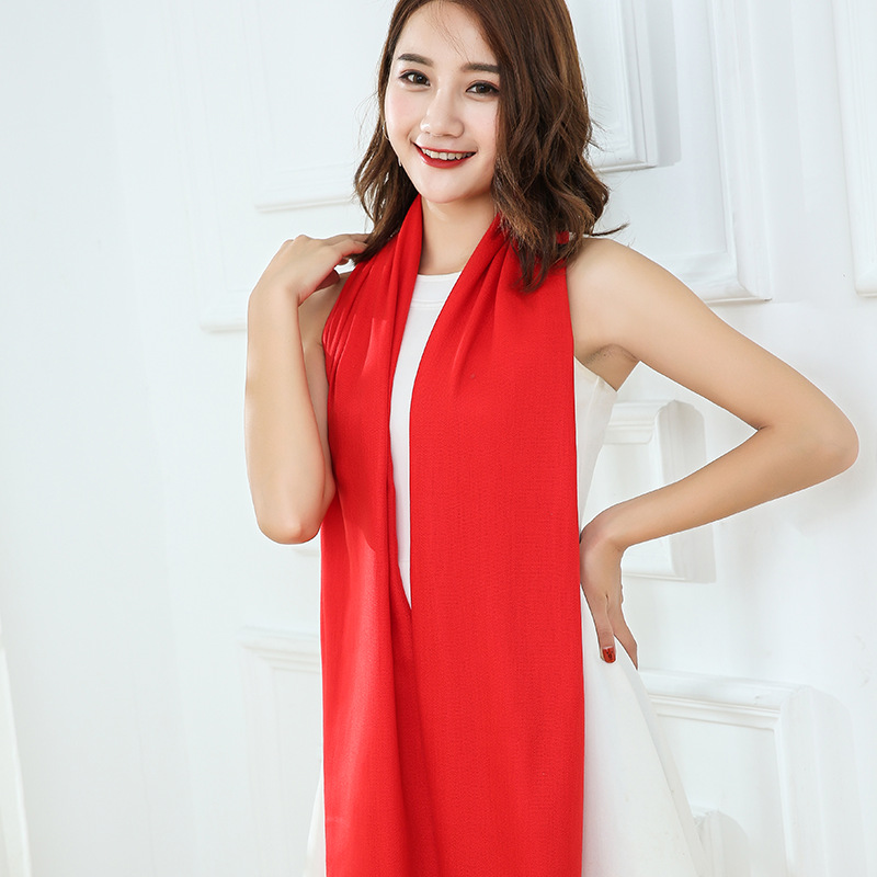 秋冬新款男士圍巾中國紅商務圍巾年會大紅色圍巾logo定制棉質圍巾