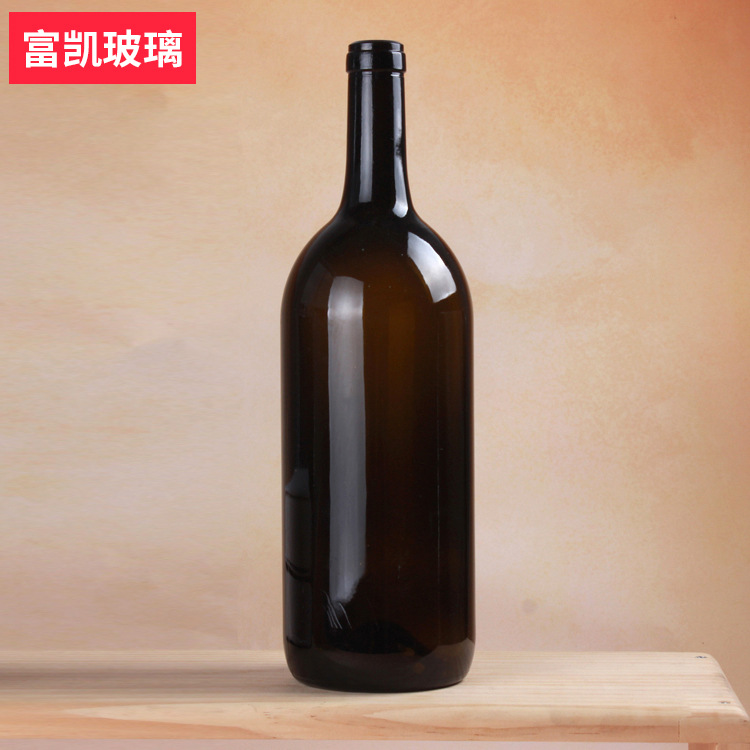 大容量家用玻璃空酒瓶棕色玻璃红酒瓶批发1400ml密封葡萄酒瓶有色