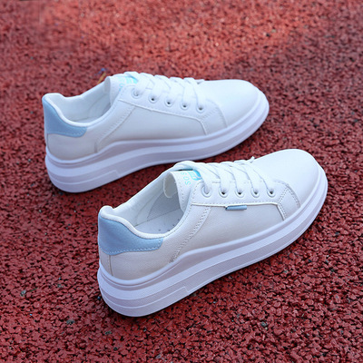 2018新款小白鞋女平底休閑鞋低幫百搭學生鞋韓版白色單鞋系帶板鞋