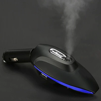 New Car Air Purifier Humidification Oxygen Bar Dual USB Charging Negative Ion Aromatherapy Air Purifier Gift (Hava təmizləyiciləri) - black