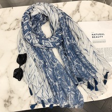 夏季丝巾女新款2018遮阳围巾棉麻两用空调防晒沙滩巾披肩超大纱巾