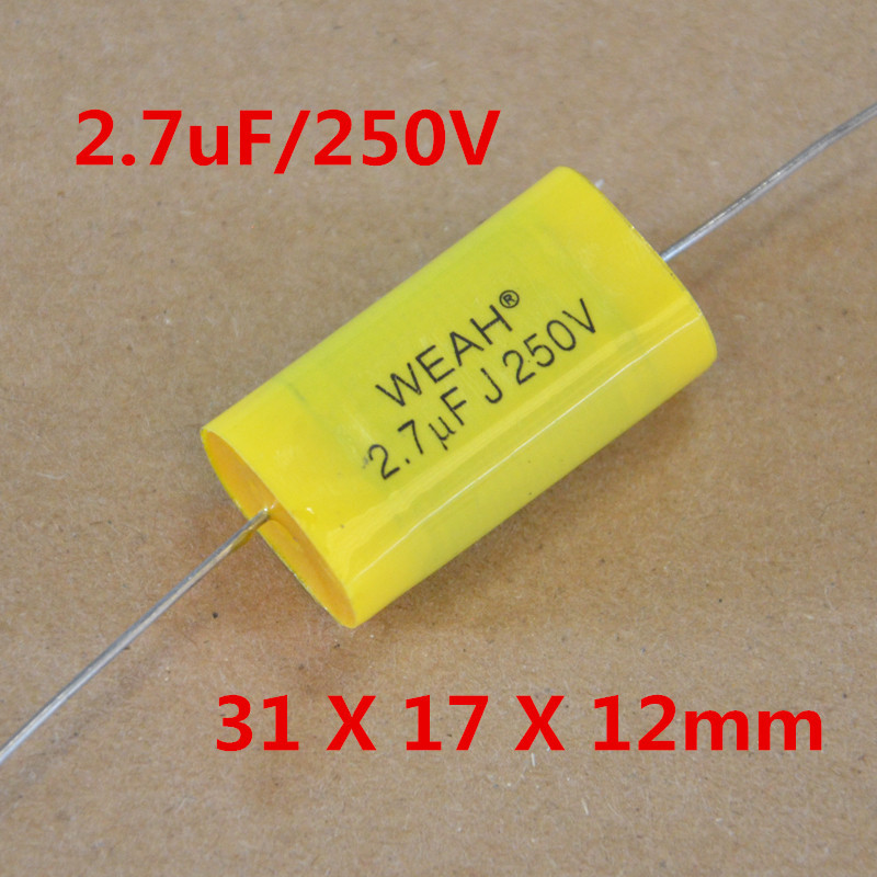 可定制加工250V 2.7uF WEAH无极轴向高音电容 黄扁音响分频器电容