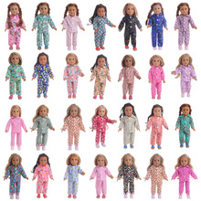 新款现货18寸美国女孩娃娃配件长袖衣服洋娃娃睡衣厂家直发