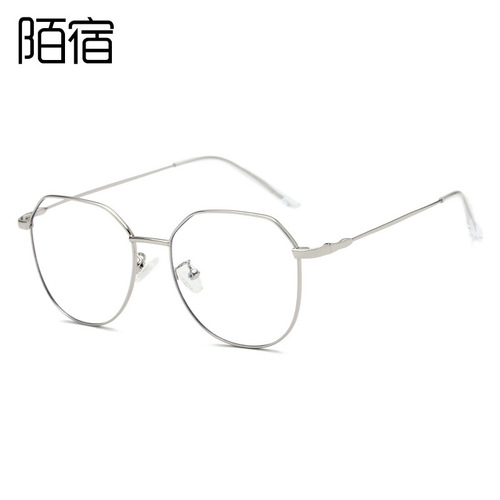 Moshu 9038 Anti-Blue Light Glasses, Large Frame Metal Plain Glasses—Unisex Eyeglass Frames Compatible with Myopia Lenses