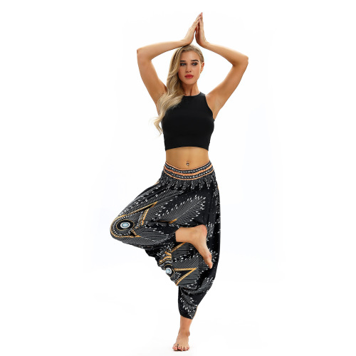 Yoga pants for women Digital printing wide leg pants exercise Yoga high waist lantern pants