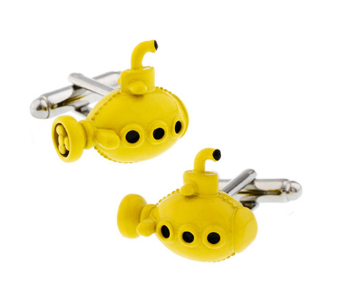 Copper Yellow Submarine Boat Shaped Cufflinks Painted French Shirt Cufflinks Men's Jewelry Gifts