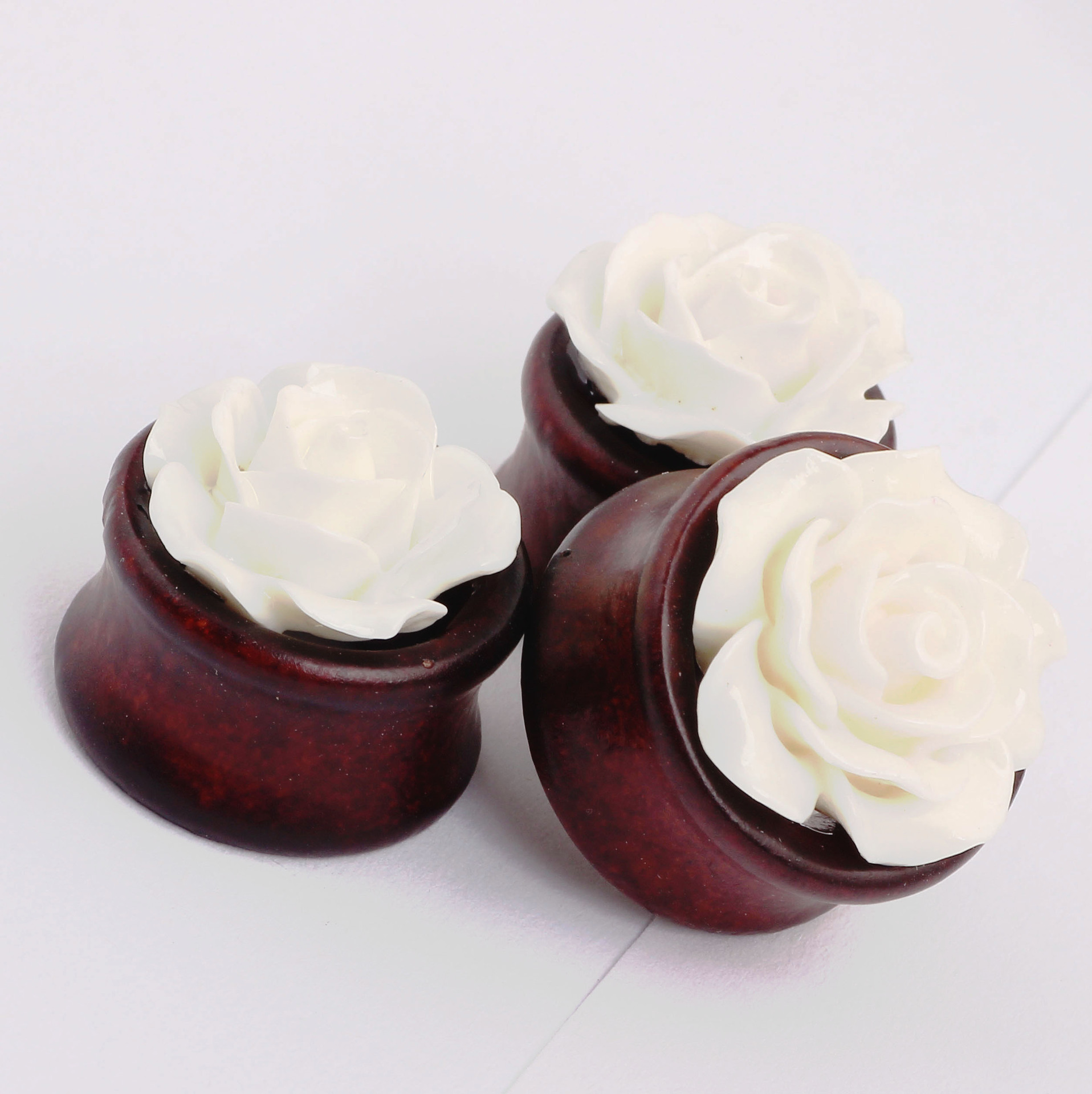 Stainless Steel Auricle Earrings 6 Pcs/Set Acrylic Wood Bamboo Flower Ear Gauges Body Piercing Earrings detail image 10