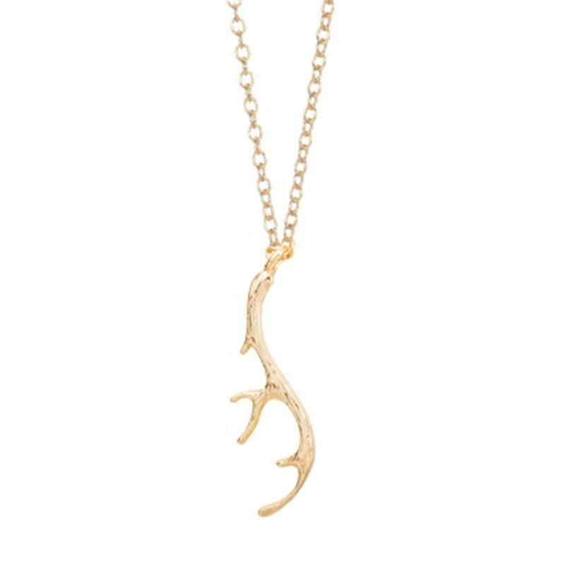Fashion Reindeer Elk Antlers Pendant Necklace Copper Chain Environmental Protection Alloy Pendant Antlers Necklace Twig Necklace display picture 2