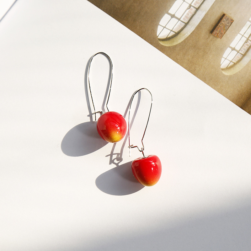 1 Pair Quantity 1 Pair Fashion Cherry Alloy Resin Plating Women's Earrings