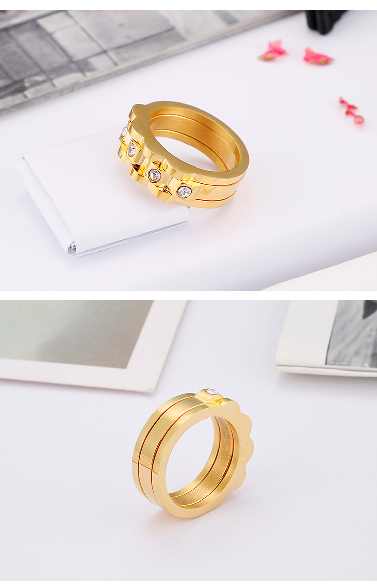 New Jewelry European And American Simple Fashion Gear Palm Titanium Steel Ring Stainless Steel Jewelry display picture 4