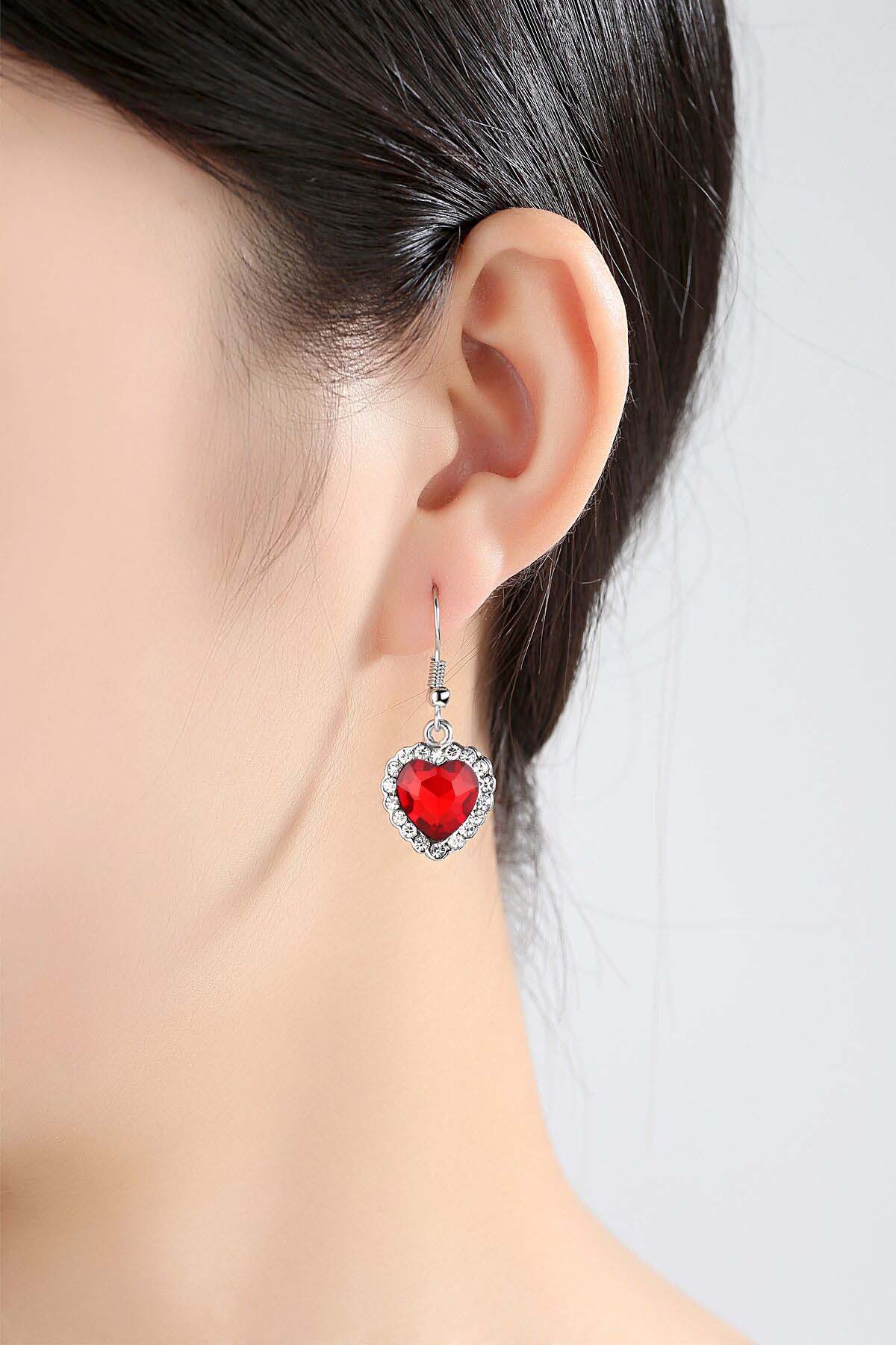 Classic Fashion Ocean Heart Red Necklace Earrings Set New Jewelry Set Wholesale Nihaojewelry display picture 8