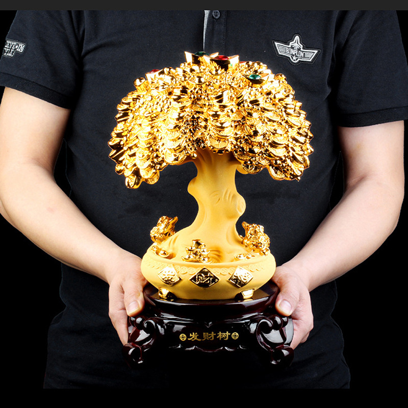 发财树摆件招财树摇钱树公司店铺开业送礼家居工艺品摆设装饰品|ru
