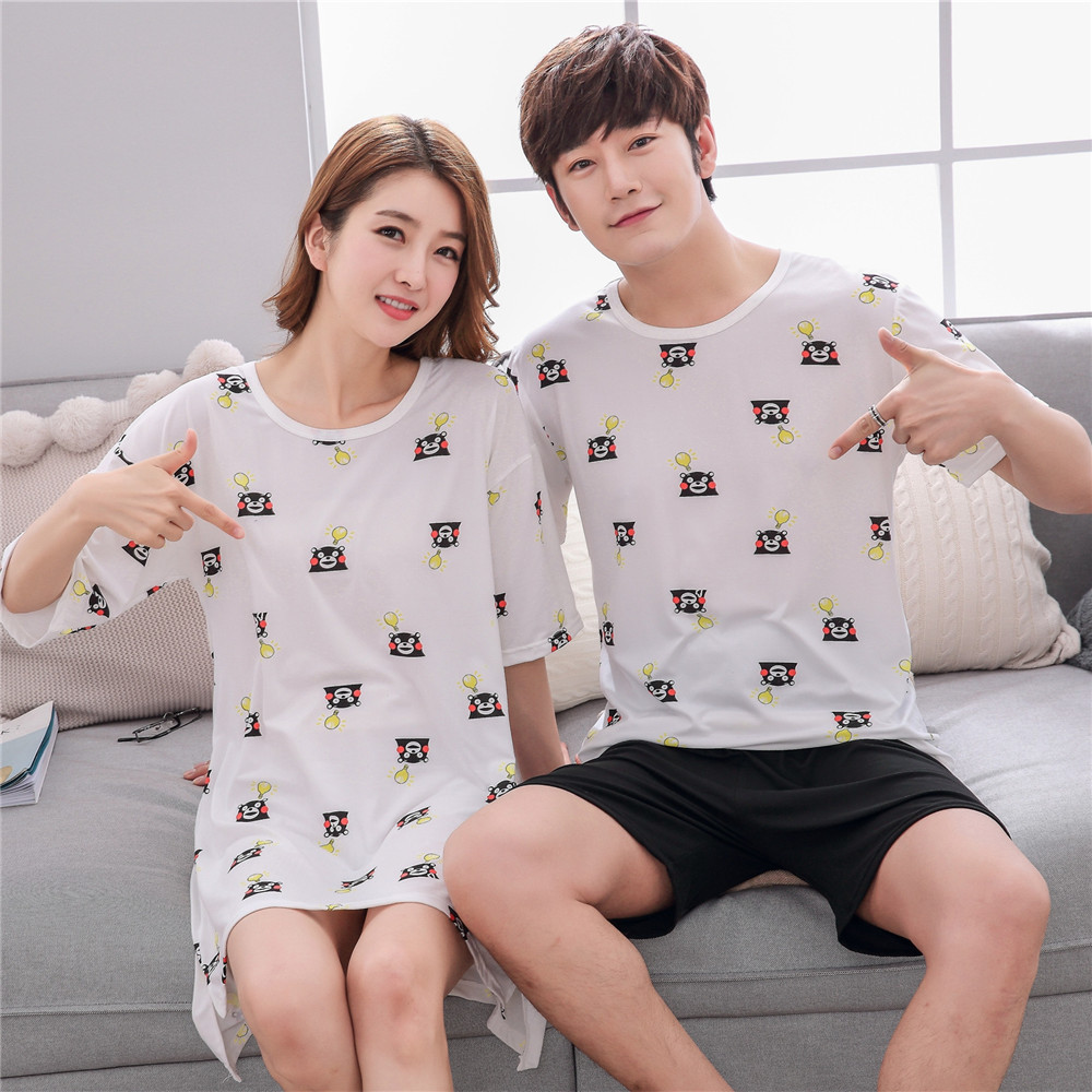 Cute Casual Style Short Sleeves Round Collar Polyester Lover’s Clothes Pajamas display picture 19