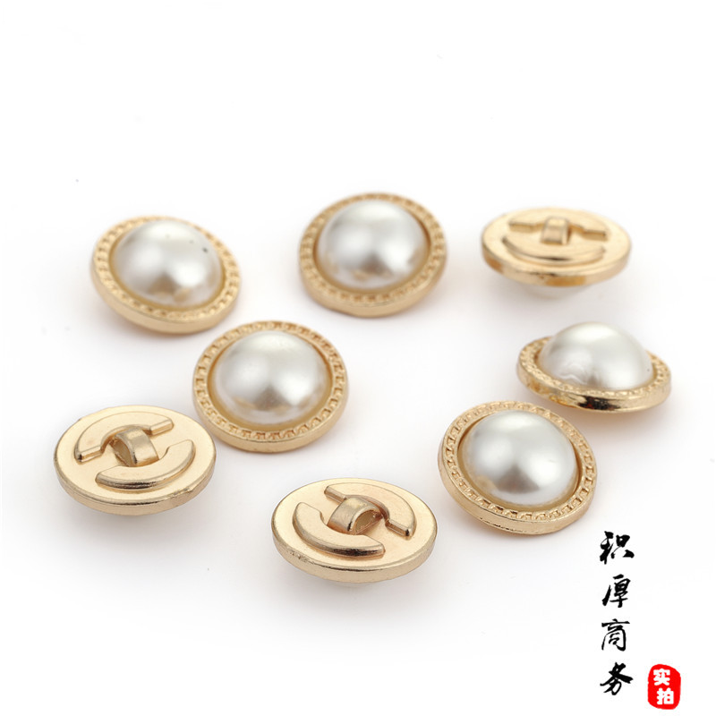Aleación de metal vintage de pierna alta botón 24L perla brillante blanco oro rosa 15mm galvanoplastia