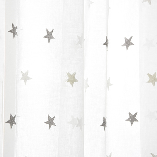 Simple Small Star Cotton Thread Embroidered Window Gauze Living Room Bedroom Study Balcony Partition White Gauze Curtain Curtain Fabric Match Gauze