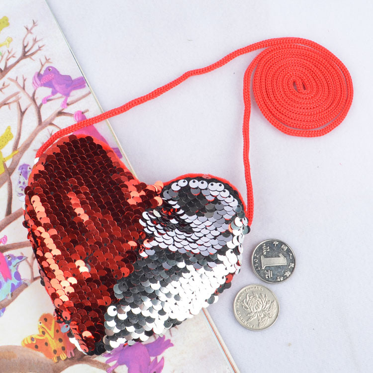 Women'S Gender Fashion Style Heart-shaped Shape Women's Heart Shape Pu Leather Sequins Zipper Coin Purses
