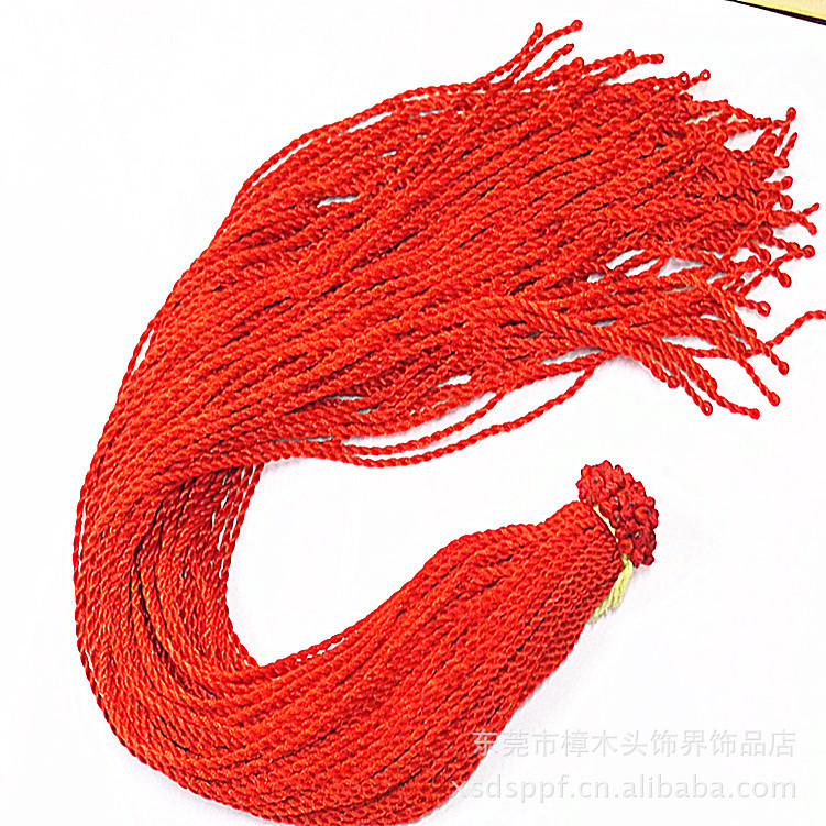 50CM 粗约2.5MM直扣手搓红色麻花项链绳 本命年手工编织项链红绳