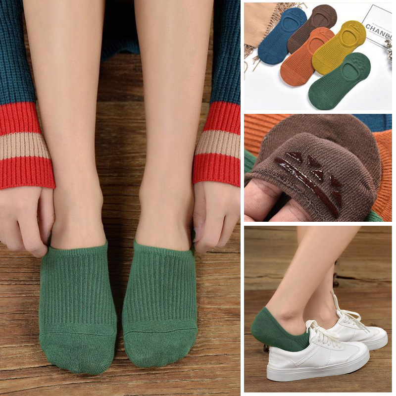 New Japanese Invisible Socks Full Silicone Non-slip Women's Socks Candy Color Shallow Mouth Vintage Women's Socks Wholesale