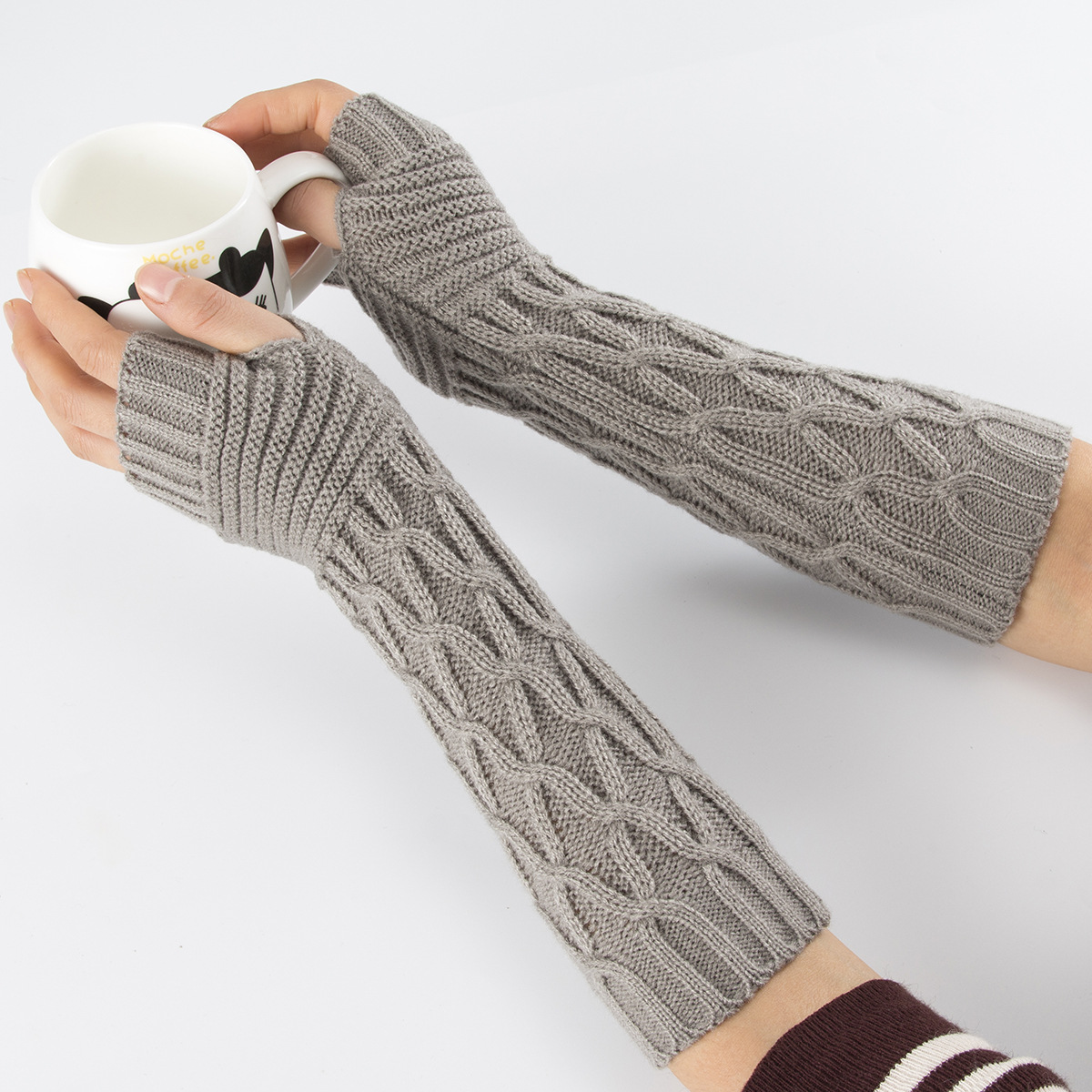 新款条纹彩色秋冬季保暖 儿童全指手套 毛线针织条纹五指手套-阿里巴巴