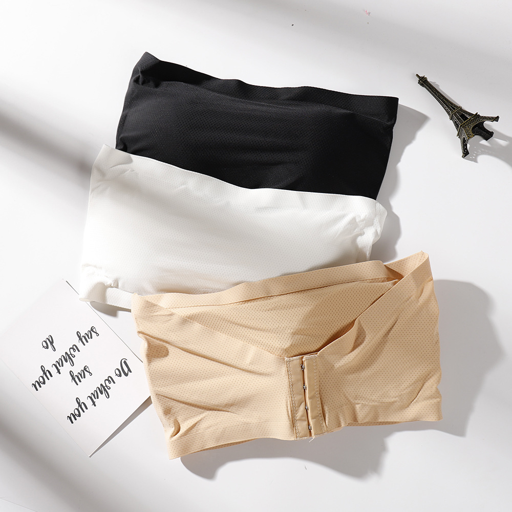 裹胸式冰丝透气无肩带内衣聚拢防滑短款性感白色打底防走光*9251|ru