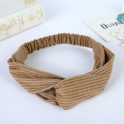 新款韩版针织条纹交叉发箍  瑜伽洗脸速发带  头巾发饰厂家直销