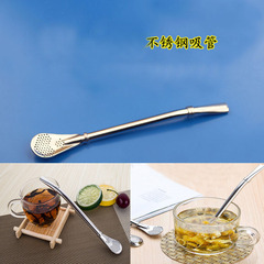 Stainless steel filter straw, scented tea straw spoon, coffee spoon, stirring spoon, children's tableware