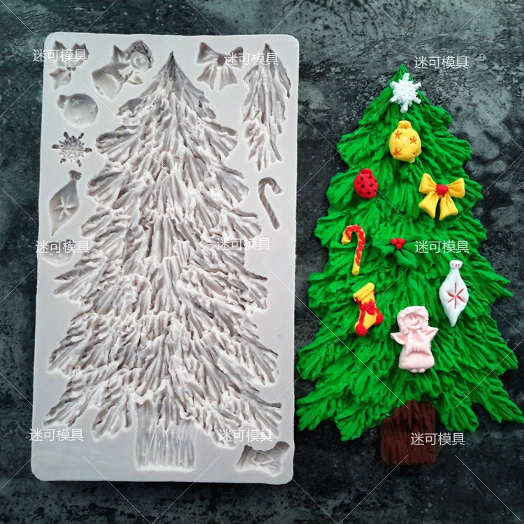 Árbol de Navidad calcetines muleta molde de fondant de silicona molde de chocolate molde de epoxi molde de arcilla herramienta de horneado de fondant