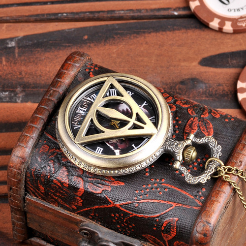 Manufacturer wholesale watch quartz pocket watch retro hollow cross border triangle cross border animation quartz pocket watch 1002