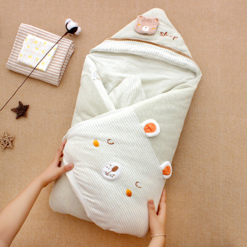 Infant Color Cotton Blanket, Thickened for Autumn/Winter, Detachable Dual-Layer, Thin for Spring/Summer, Newborn Baby Wrapping Supplies, One Piece for Wholesale