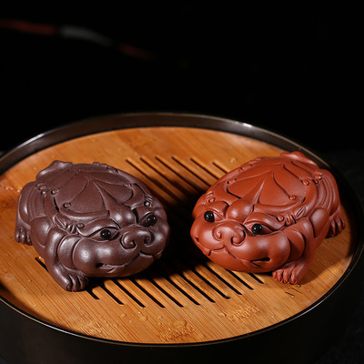 德利陶宜兴招财进宝紫砂茶宠批发精品 貔貅 雕塑摆件工艺品