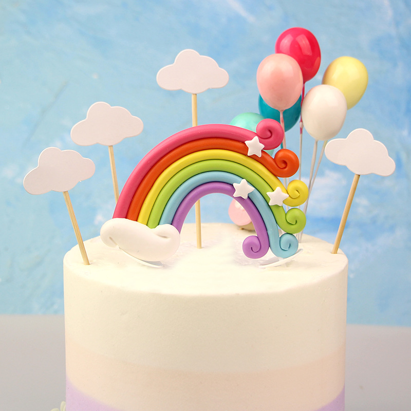 版权所有 蛋糕派对装饰翻糖造型软陶立体大号星星彩虹插件摆件