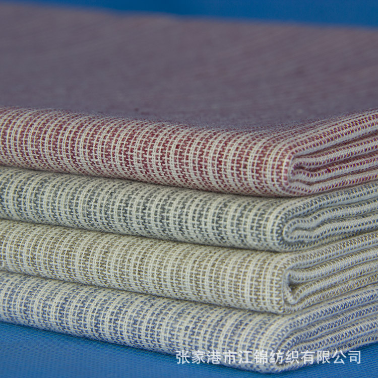 现货供应麻棉棉麻麻棉涤色织混纺面料diy面料条纹面料 阿里巴巴