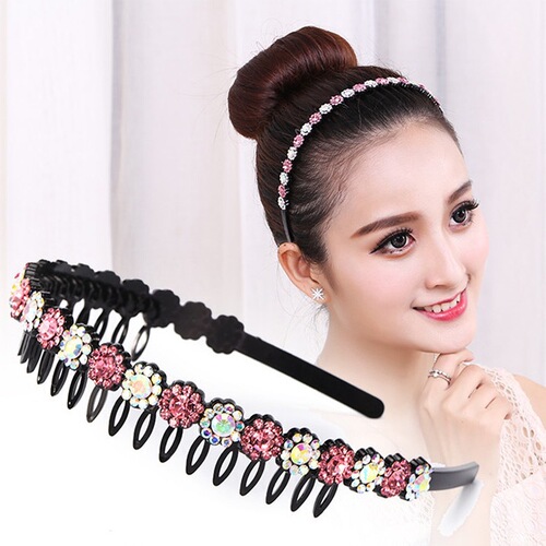 Hair clip hairpin for women girls hair accessories Pin water drill hoop with toothed headband for women hairpin acrylic wave Headband