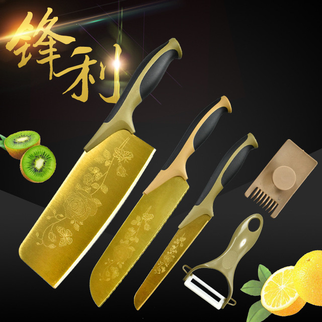 Titanium dao Năm mảnh dao một thế kỷ tăng lang thang gian hàng sẽ bán dao vàng món quà bộ công cụ Dao và kéo