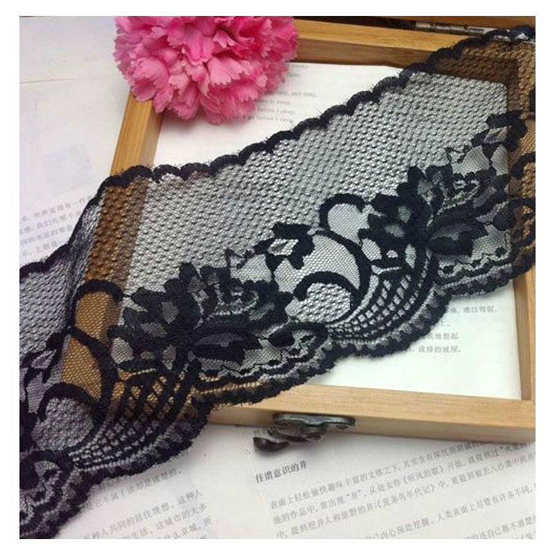 现货热销高品质11.5CM黑色无弹蕾丝花边　蚊帐花边　内衣花边　