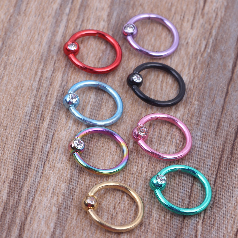 8 Pcs Mixed Color Septum Nose Ring Nail Piercing Jewelry Ear Studs Set - Stainless Steel detail image 9