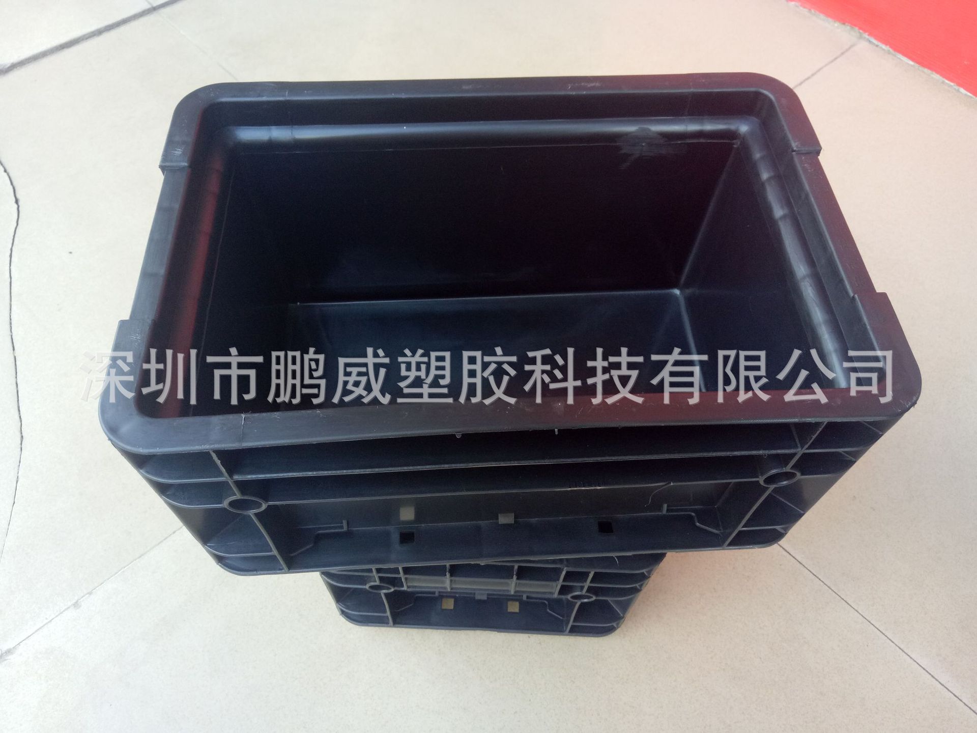 鹏威现货批发好质量EU汽配箱 电子原件专用周转箱 防静电黑色胶箱